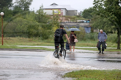 После сильного ливня улицы Слонима оказались под водой