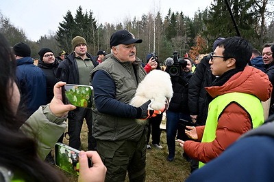 Лукашенко посетил чемпионат по колке дров среди журналистов