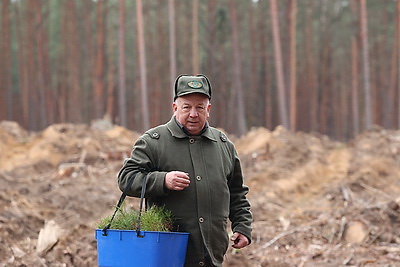 Помощь людям и стране. Головченко принимает участие в акции \"Дай лесу новае жыццё!\"