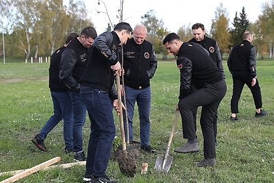 Хоккейная команда Президента приняла участие во Всебелорусской молодежной стройке