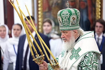 Патриарх Кирилл возглавил богослужение в Свято-Духовом кафедральном соборе Минска