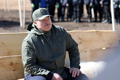 Лукашенко во время субботника высадил деревья в парке Народного единства
