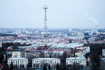 Городской пейзаж. Вид на центр Минска с высоты