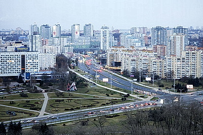 Городской пейзаж. Вид на центр Минска с высоты