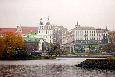 Городской пейзаж. Вид на центр Минска с высоты