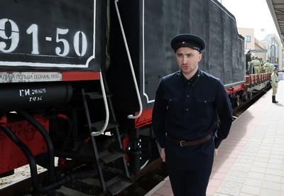 Час исторического пути. В Гомеле запустили брендированный дизель-поезд \"На пути к Победе!\"