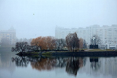 Городской пейзаж. Вид на центр Минска с высоты