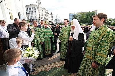 Патриарх Кирилл возглавил богослужение в Свято-Духовом кафедральном соборе Минска