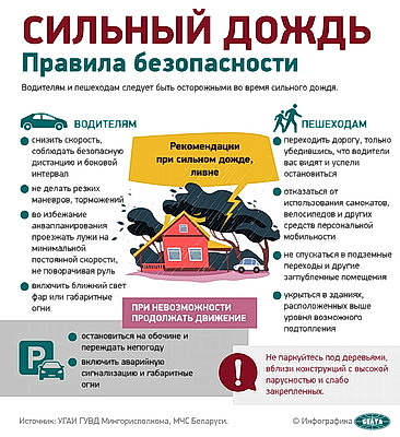 Инфографика. Сильный дождь. Правила безопасности