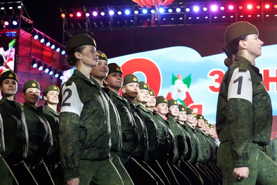 Генеральная репетиция военного парада прошла у стелы \"Минск - город-герой\"