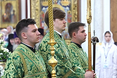 Патриарх Кирилл возглавил богослужение в Свято-Духовом кафедральном соборе Минска