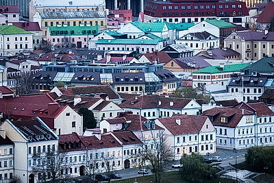 Городской пейзаж. Вид на центр Минска с высоты