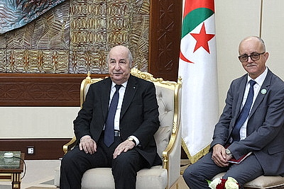 Встреча Лукашенко с Президентом Алжира Теббуном проходит во дворце \"Эль-Мурадия\"