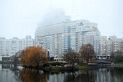 Городской пейзаж. Вид на центр Минска с высоты