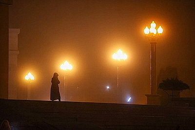 Вечерний туман в Минске