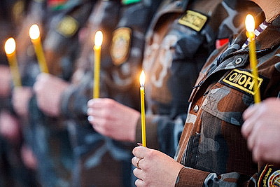 Хоругвь с ликом Александра Невского вручили отряду милиции особого назначения УВД Витебского облисполкома