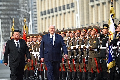 Церемония официальной встречи Лукашенко и Ким Чен Ына прошла в Пхеньяне