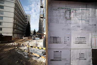 Монолитные работы завершены. В центре Минска возводят восьмиэтажный корпус онкологического центра