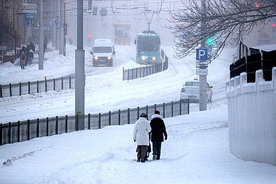 Морозный зимний день: снегопад не повод сидеть дома для активных жителей