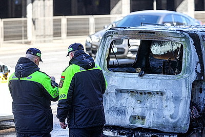 В Минске на Немиге горел автомобиль