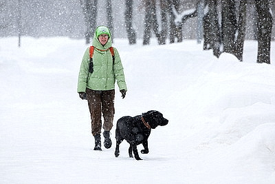 Морозный зимний день: снегопад не повод сидеть дома для активных жителей