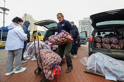 Волонтеры БРСМ помогают пенсионерам с доставкой продукции с сельхозярмарок