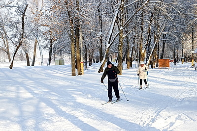 Морозный зимний день: снегопад не повод сидеть дома для активных жителей