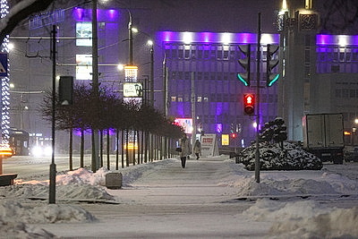 Брест накрыл снегопад. На улицах города работает спецтехника
