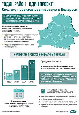 Инфографика. "Один район - один проект". Сколько проектов реализовано в Беларуси