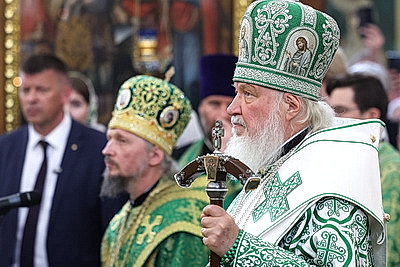 Патриарх Кирилл возглавил богослужение в Свято-Духовом кафедральном соборе Минска