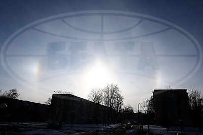 Солнечное гало в морозный день в Гродно