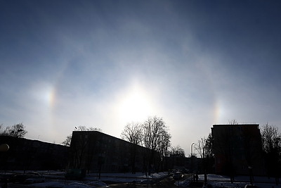 Солнечное гало в морозный день в Гродно