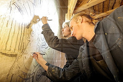 Студенты БГАИ участвуют в реставрации монументальной живописи дворцово-паркового комплекса "Вялікі Свяцк Валовічаў"