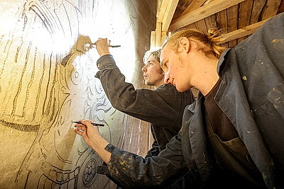 Студенты БГАИ участвуют в реставрации монументальной живописи дворцово-паркового комплекса "Вялікі Свяцк Валовічаў"